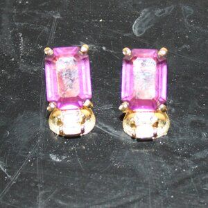 Vintage Christian Dior Simulated Amethyst Clip On Earrings 1980s Signed